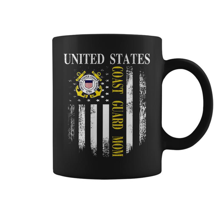 Womens Vintage United States Coast Guard Mom With American Flag  Coffee Mug
