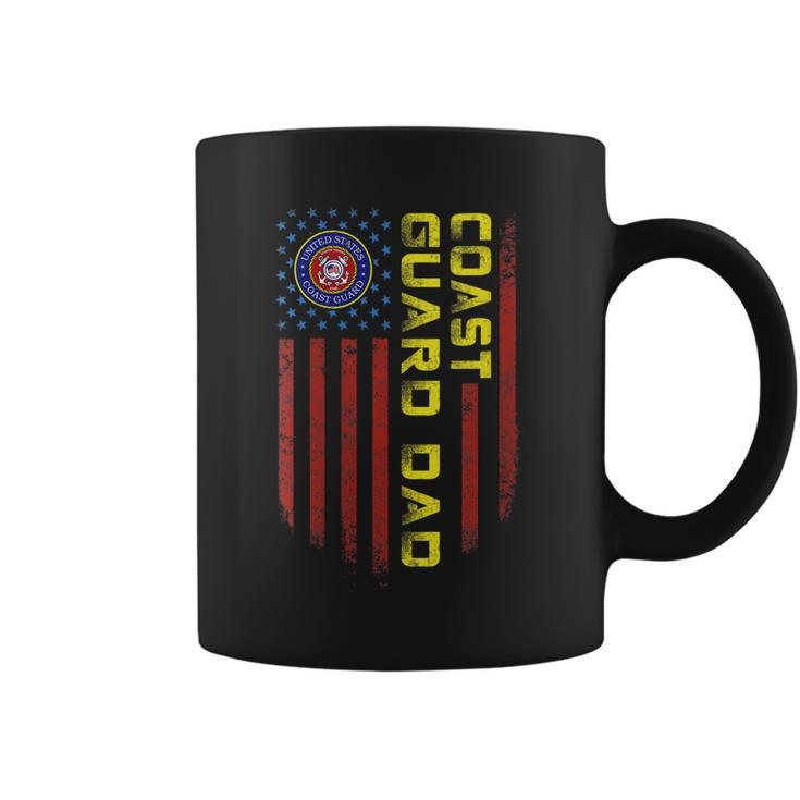 Womens Vintage Usa American Flag Proud Us Coast Guard Veteran Dad  Coffee Mug