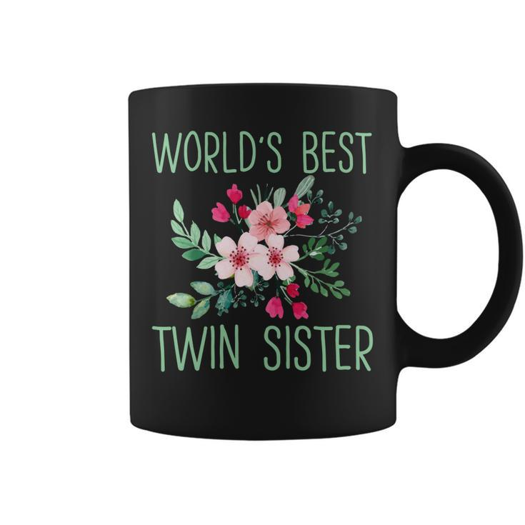 Worlds Best Twin Sister Floral Bouquet  Sister Gift Coffee Mug