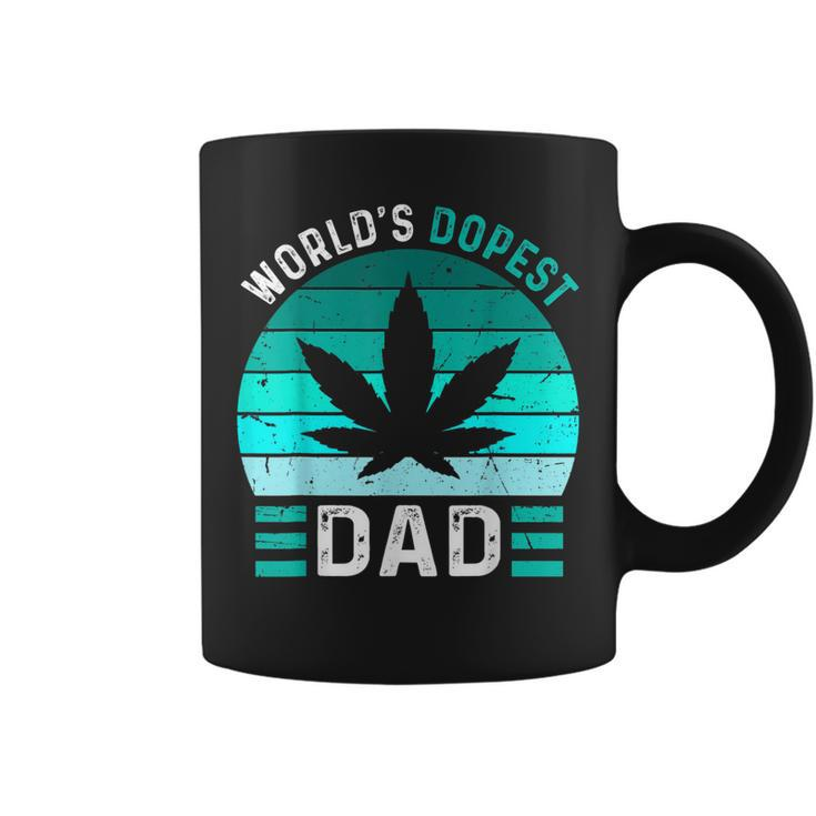 Worlds Dopest Dad Cannabis Marijuana Weed Funny Fathers Day Coffee Mug