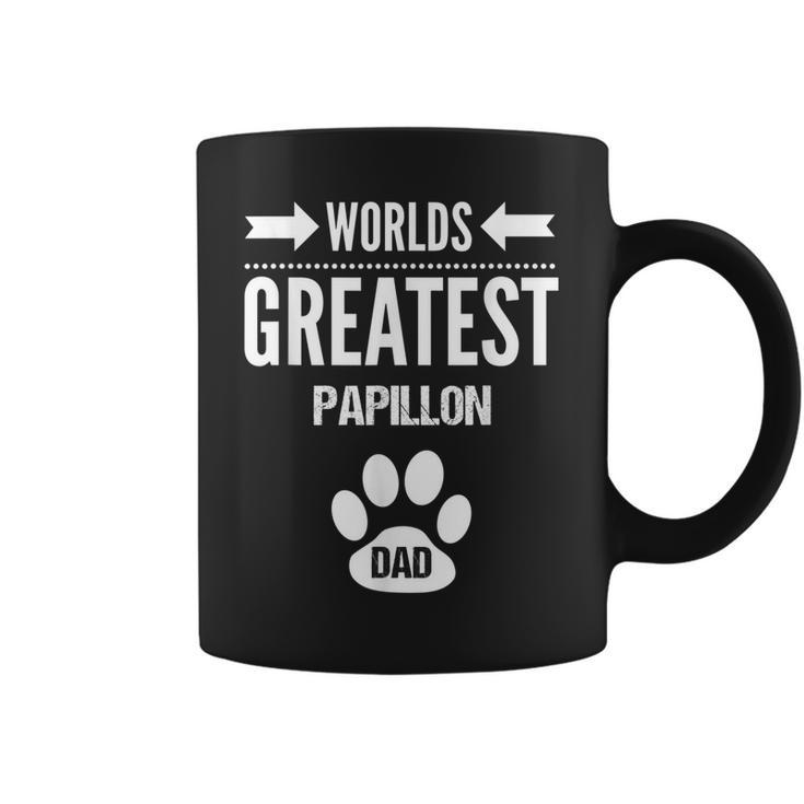 Worlds Greatest Papillon Dad Paw Print Father Gift Pet Owner Gift For Mens Coffee Mug