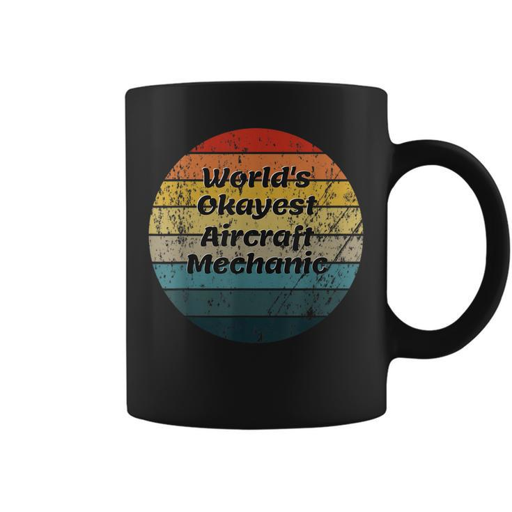 Worlds Okayest Aircraft Mechanic Vintage Sunset 60S 70S Coffee Mug
