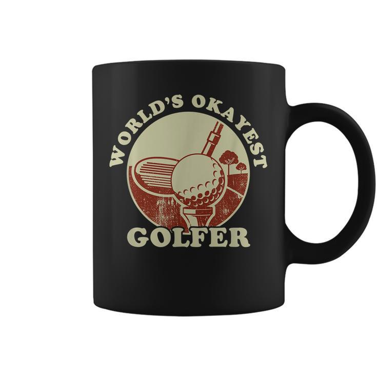 Worlds Okayest Golfer Retro Vintage Golf Player Husband Dad  Coffee Mug