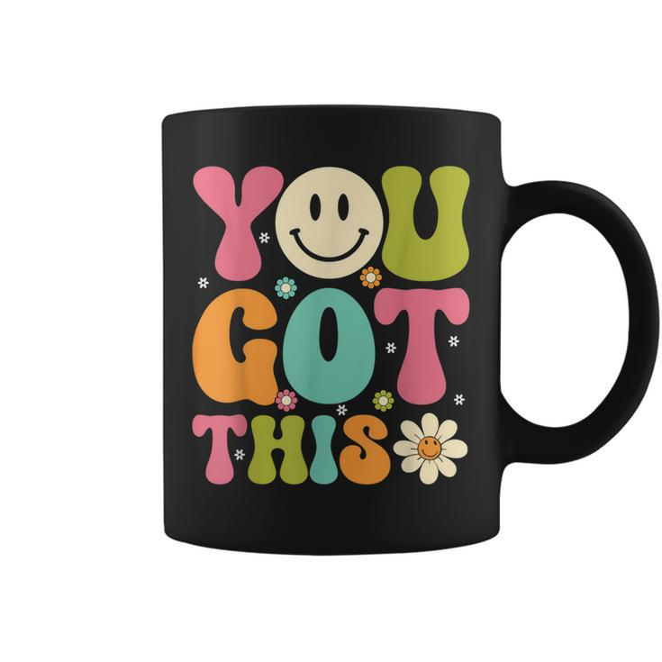 You Got This Groovy Retro Smile Face Trendy Testing Day  Coffee Mug