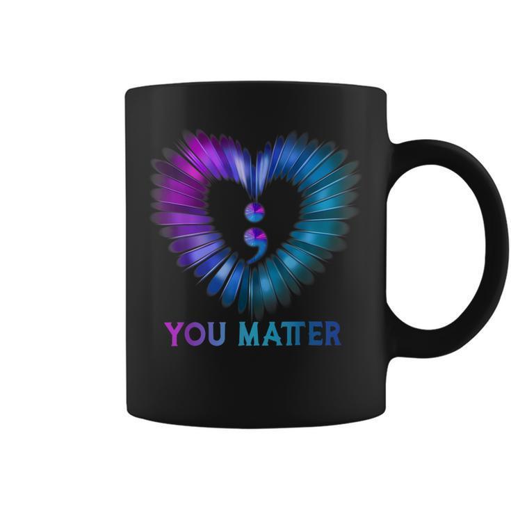 You Matter Dont Let Your Story End Semicolon Heart  Coffee Mug