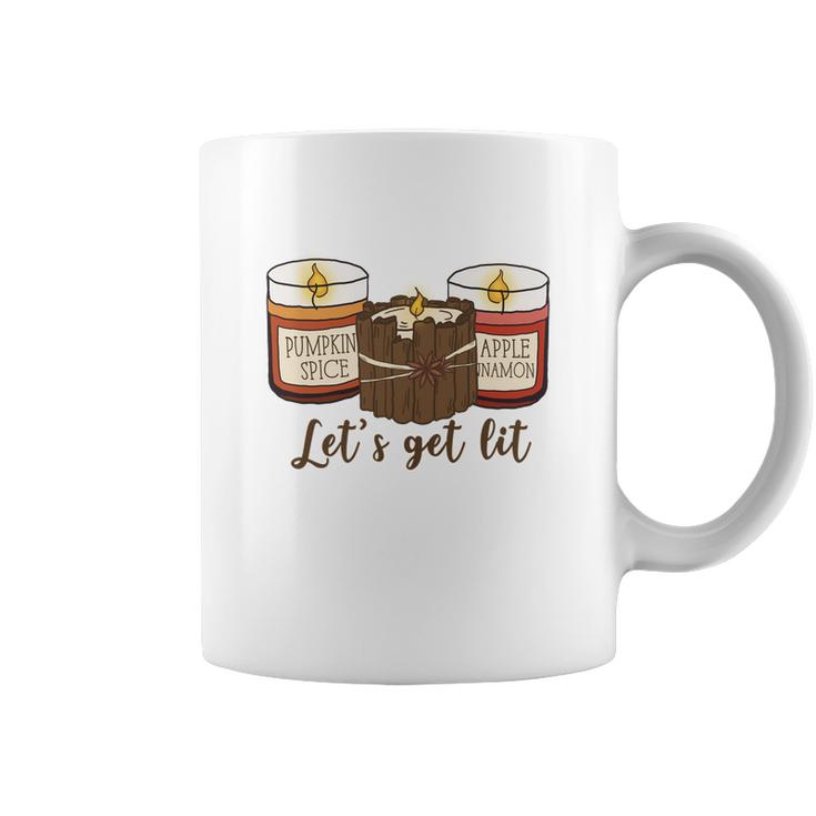 Funny Fall Lets Get Lit Coffee Mug