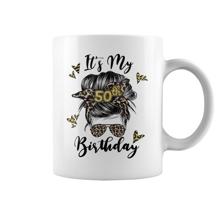 50Th Birthday Decorations Girl Messy Bun 50 Years Old Bday  Coffee Mug