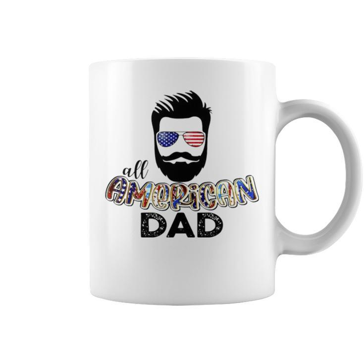 All American Dad Wear Glasses American Flag Coffee Mug