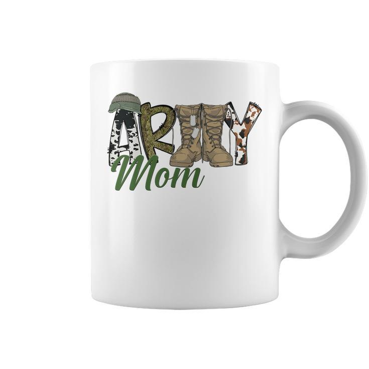 Army Mom Western Army Boots Cowhide Mom Gift Veterans Day   Coffee Mug