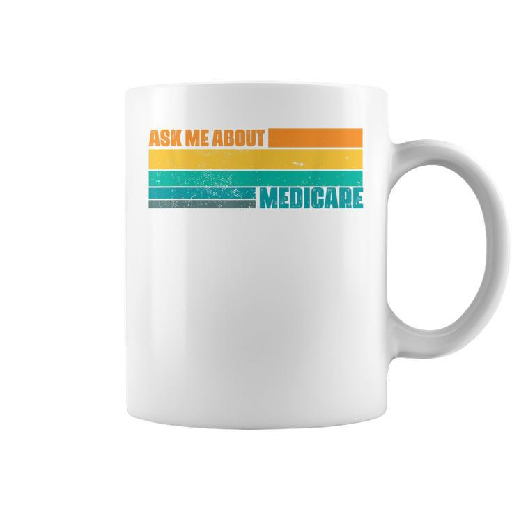 Ask Me About Medicare Retro Sunset Actuary Agent Broker  Coffee Mug