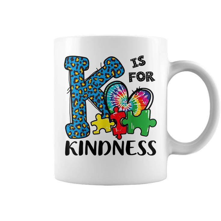 Autism Awareness K Is For Kindness Puzzle Piece Be Kind  Coffee Mug