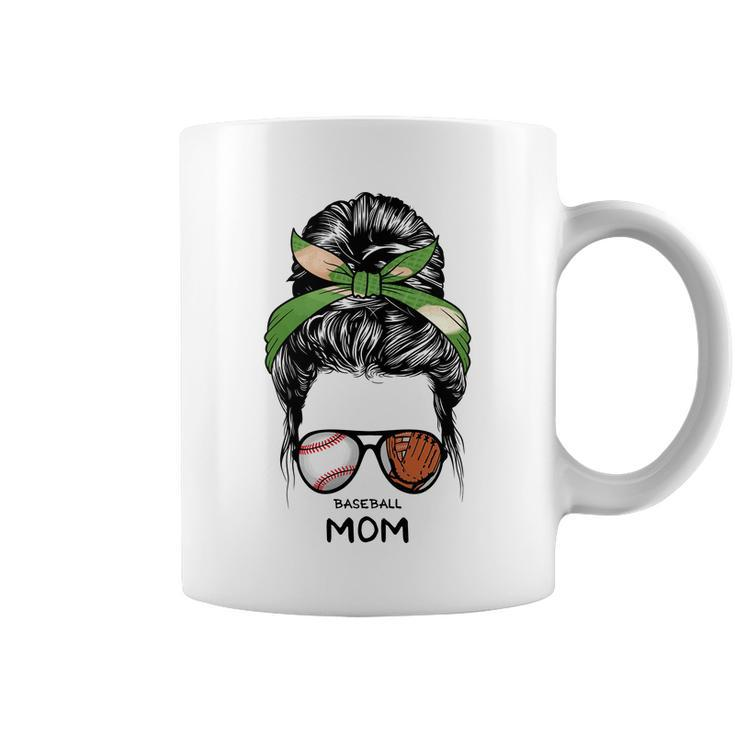 Baseball Mom Messy Bun Mom Life Mothers Day Coffee Mug