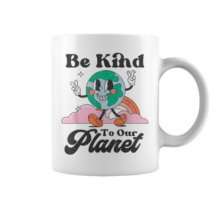 Be Kind To Our Planet Retro Cute Earth Day Save Your Earth  Coffee Mug