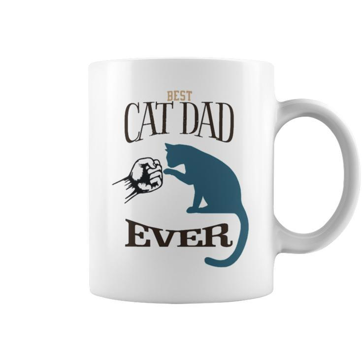 Best Cat Dad Ever Fist Bump Blue Cat Personalized Cat Dad Coffee Mug