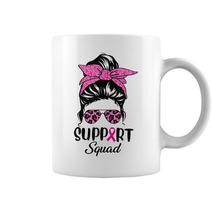 Breast Cancer Awareness  Women Messy Bun Support Squad Coffee Mug