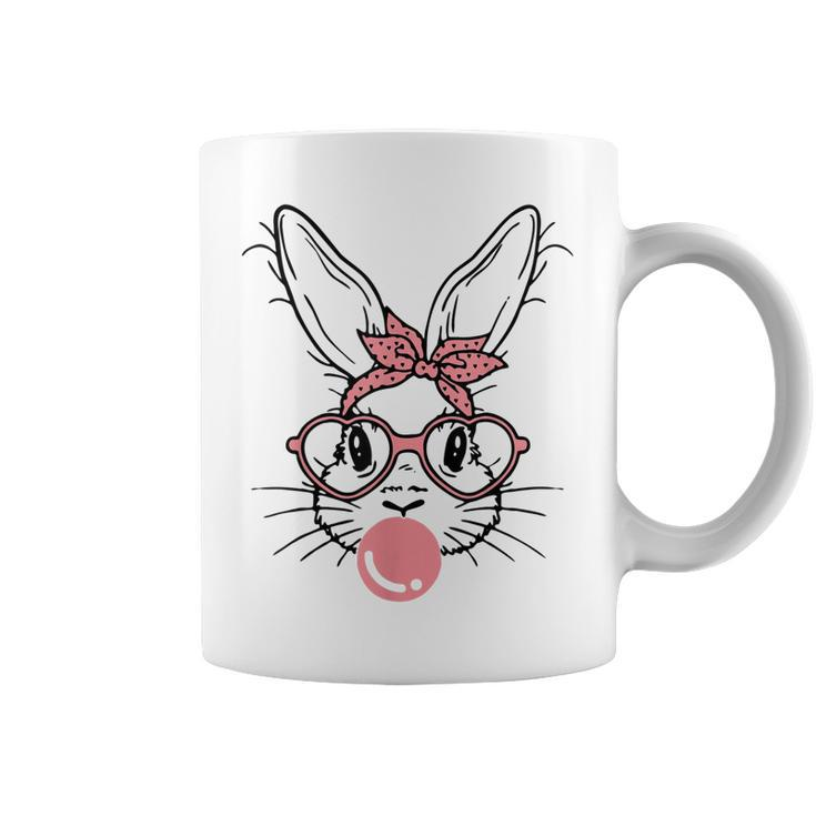Bunny Face With Pink Sunglasses Bandana Happy Easter Day  Coffee Mug