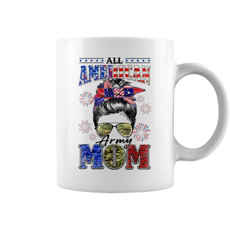 Camo All American Army Mom Messy Bun Happy 4Th Of July  Coffee Mug