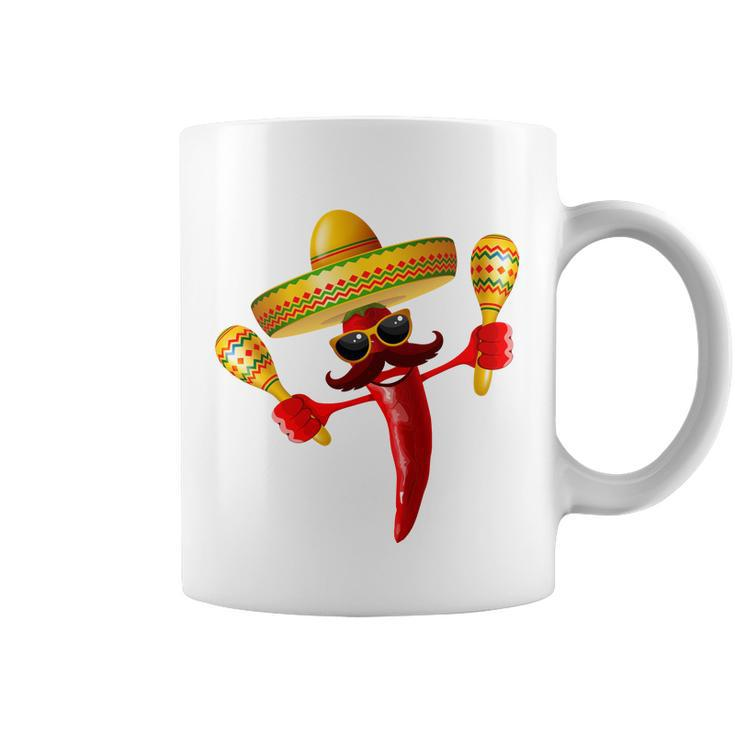 Cinco De Mayo Chili Pepper Dancing Moustache Mexican Coffee Mug