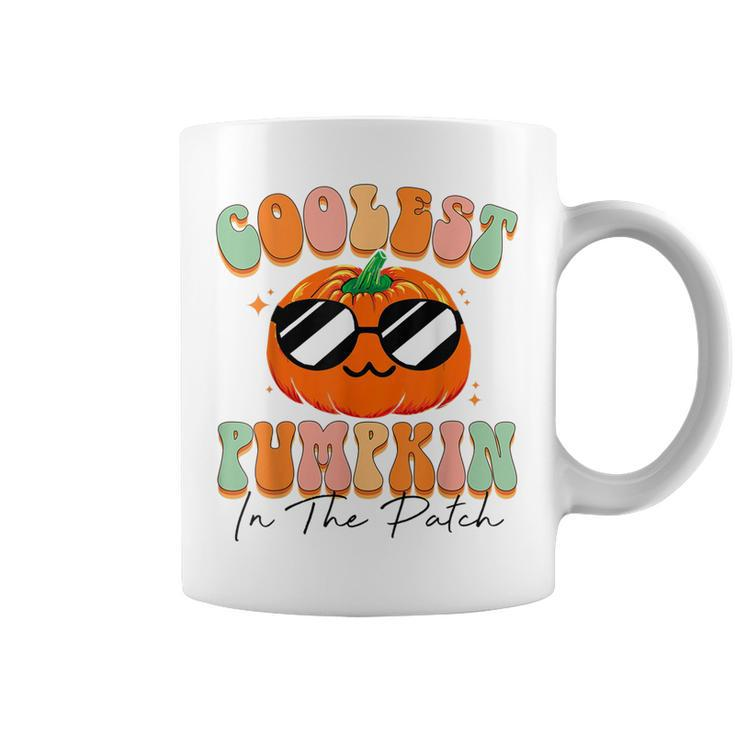 Coolest Pumpkin In The Patch Boys Retro Groovy Halloween  Coffee Mug