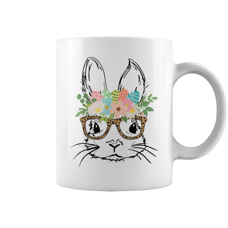 Cute Bunny Face With Leopard Glasses Women Girls Kids Easter  Coffee Mug