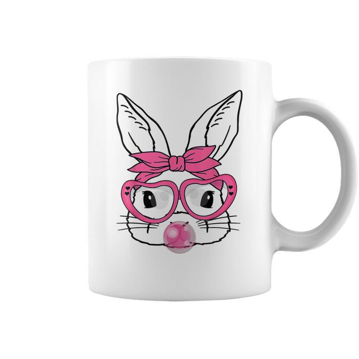 Cute Bunny Heart Glasses Bubblegum For Women Kids Easter Day  Coffee Mug