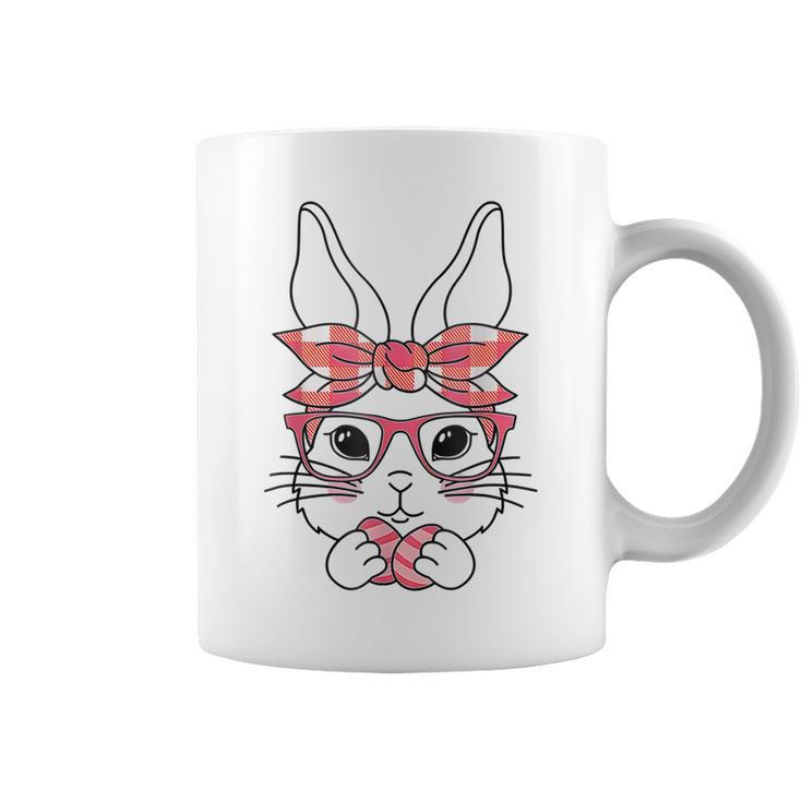 Cute Bunny Rabbit Face Leopard Bandana Headband Glasses Girl  Coffee Mug