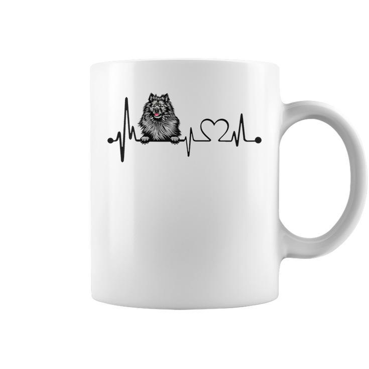 Cute Funny Keeshond Mom Mama Lovers Owner Heartbeat  Gift For Womens Coffee Mug