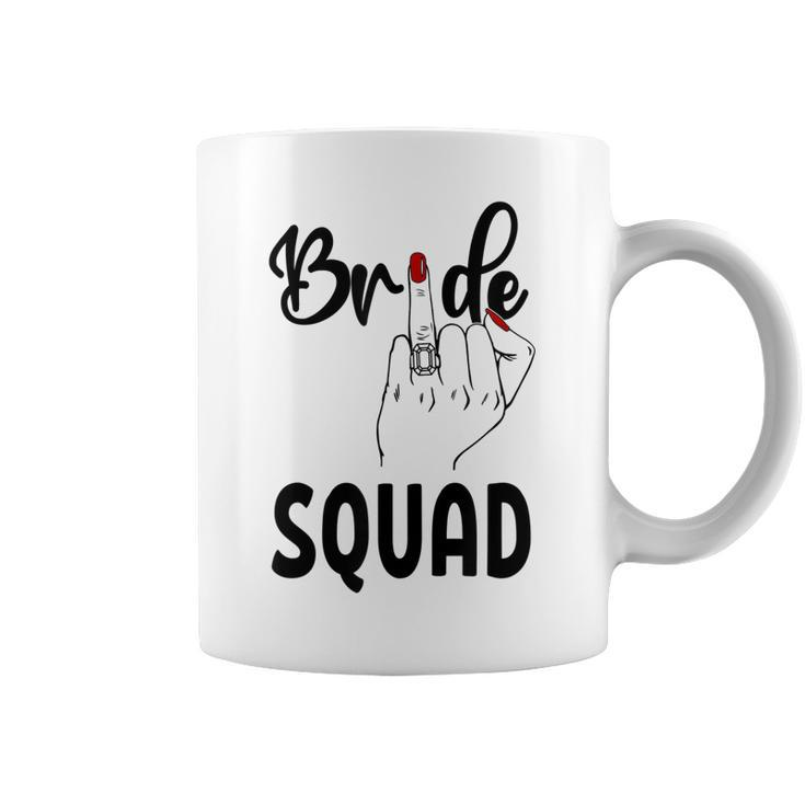 Cute Wedding Bridesmaid Bachelorette Finger Ring Bride Squad Coffee Mug