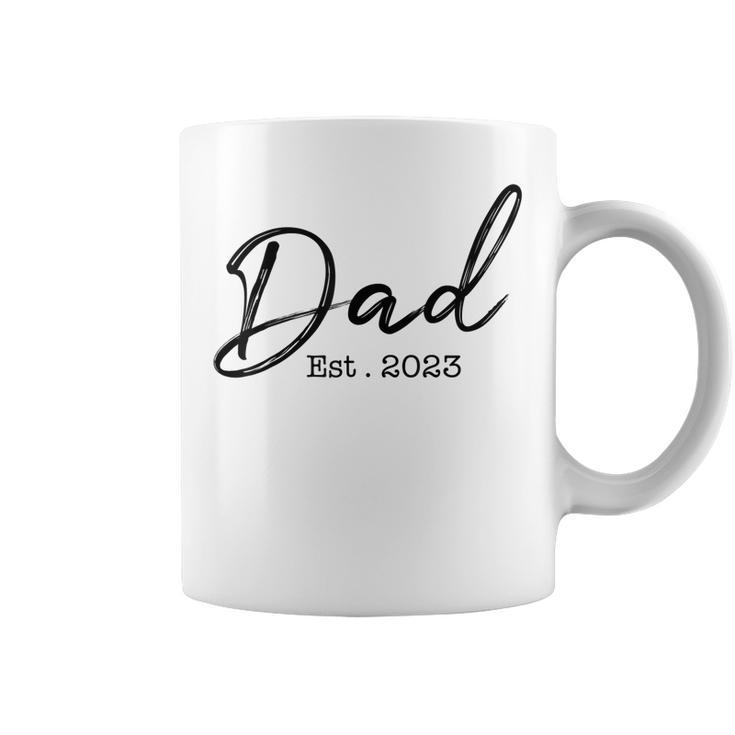 Dad Est 2023 Promoted To Father 2023 First Fathers Day Gift For Mens Coffee Mug