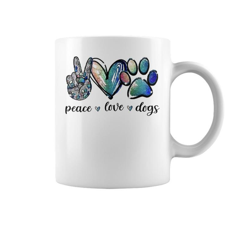 Dog Lover Peace Love Dogs Puppy Paw  Coffee Mug