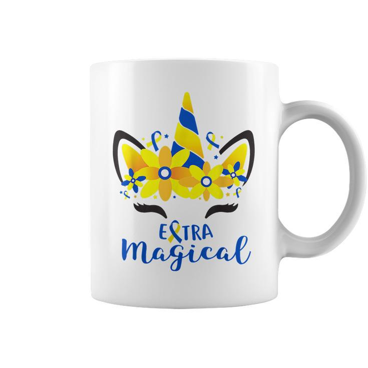 Down Syndrome Awareness Unicorn Girl Mom Extra Magical  Coffee Mug