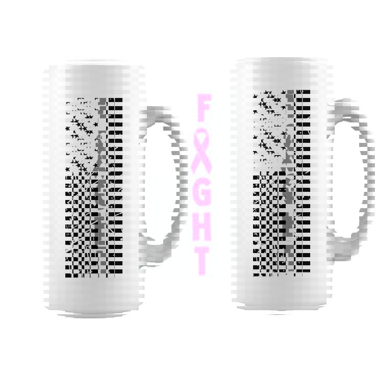 Fight Breast Survivor American Flag Breast Cancer Awareness Coffee Mug