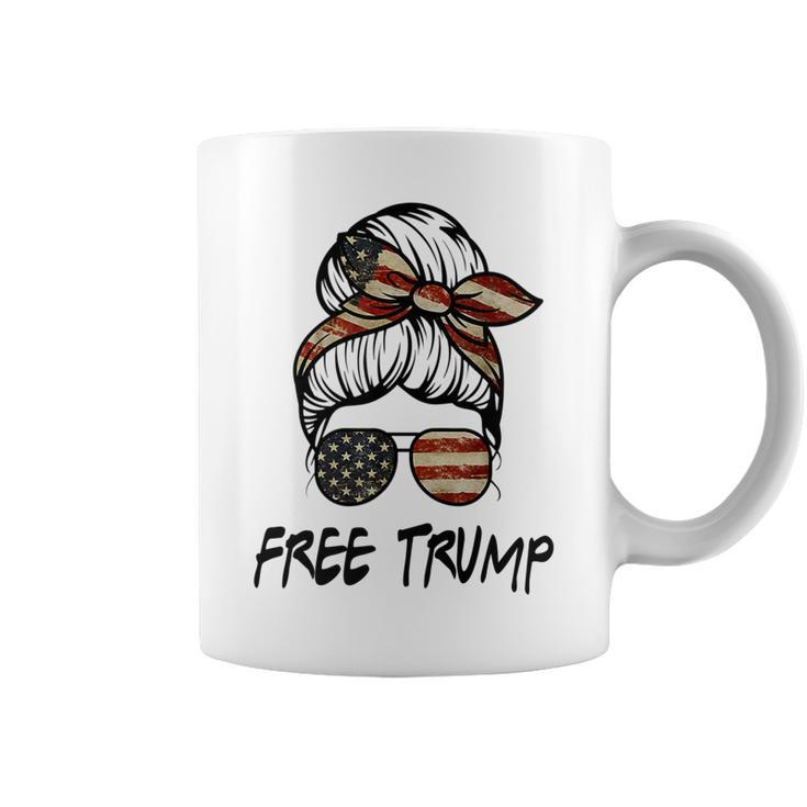 Free Donald Trump Messy Bun Republican Pro Trump Us Flag   Coffee Mug