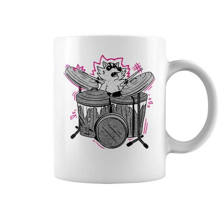 Funny Animals Raccoon Playing Drums Music  Coffee Mug