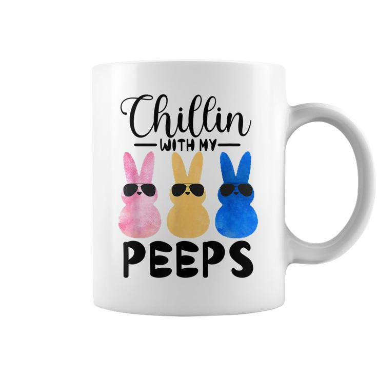 Funny Chillin With My Peeps Easter Bunny Hangin With Peeps Coffee Mug