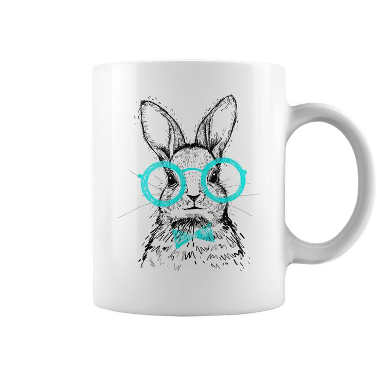 Funny Cute Bunny With Glasses Hipster Stylish Rabbit Women  Coffee Mug