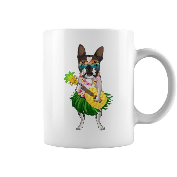 Funny Hawaiian Boston Terrier Dog Pineapple Ukulele Summer  Coffee Mug