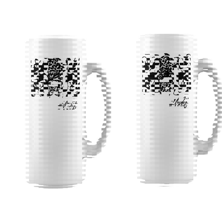 Funny Mom Life Cow Messy Bun Hair Bandana Glasses Mommy Girl Coffee Mug