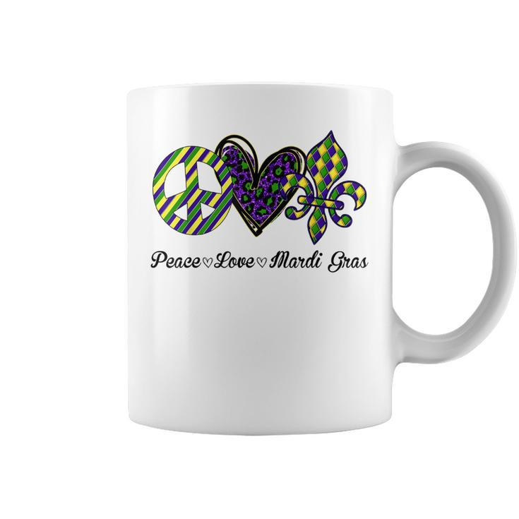Funny Peace Love Mardi Gras Fleur De Lys Fat Tuesday Parade  V2 Coffee Mug