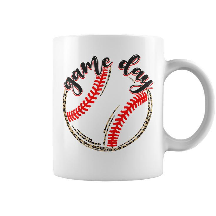 Game Day Baseball Life Softball Life Mom Mothers Day Leopard  Coffee Mug