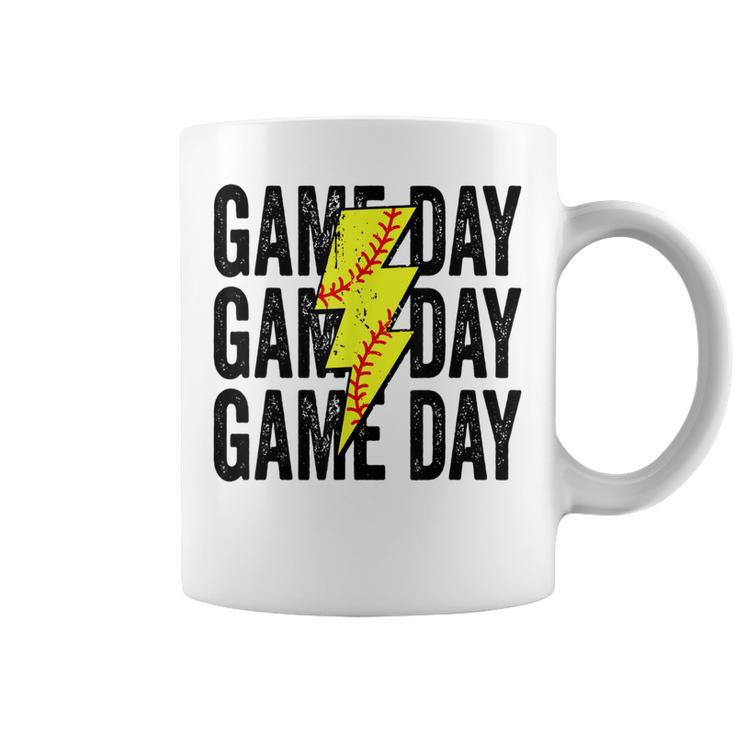 Gameday Softball Gameday Lightning Bolt Leopard Softball Mom  Coffee Mug