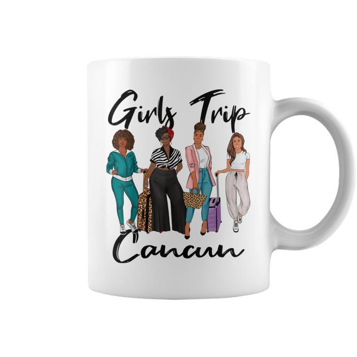 Girls Trip Cancun For Melanin Afro Black Vacation Women  Coffee Mug