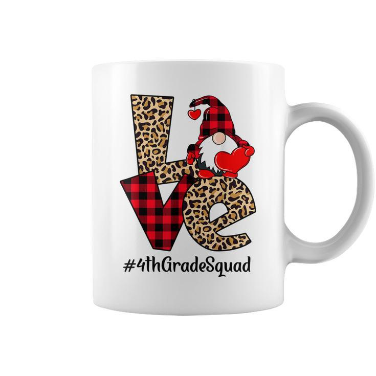 Gnomes Heart Love Red Plaid Leopard 4Th Grade Squad Gift Coffee Mug