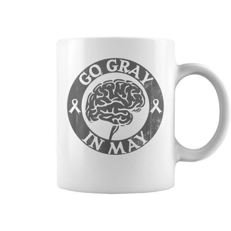 Go Gray In May Brain Cancer Tumor Awareness Wear Gray Ribbon  Coffee Mug