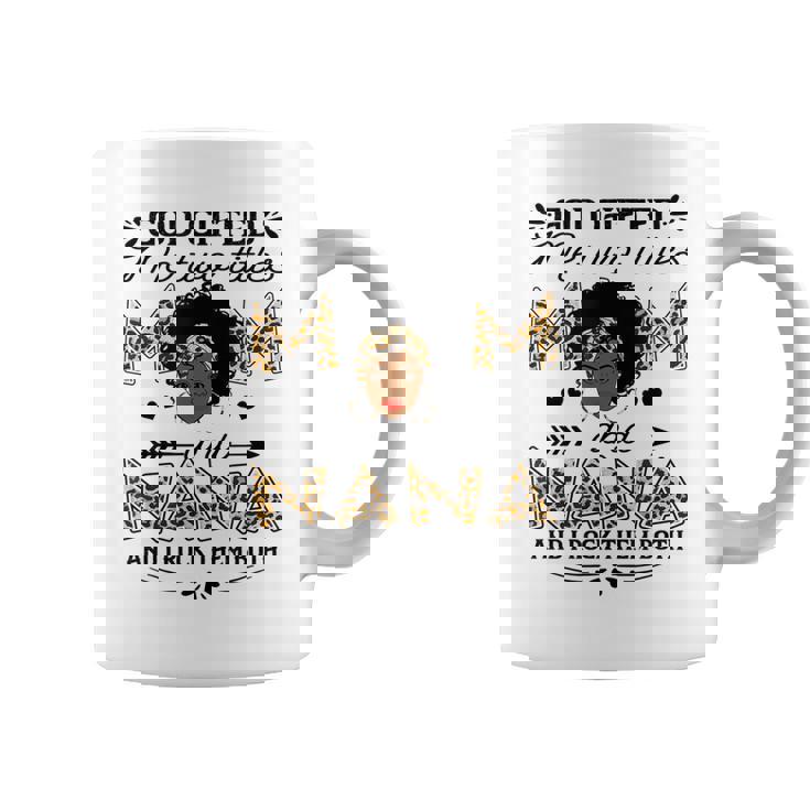 God Gifted Me Two Titles Mom And Nana Leopard Black Girl God  Coffee Mug