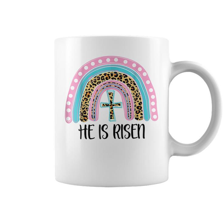 He Is Risen Bible Jesus Resurrection Easter Rainbow Leopard  Coffee Mug