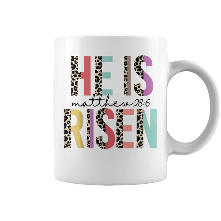 He Is Risen Bible Verse Matthew 286 Leopard Christian Coffee Mug