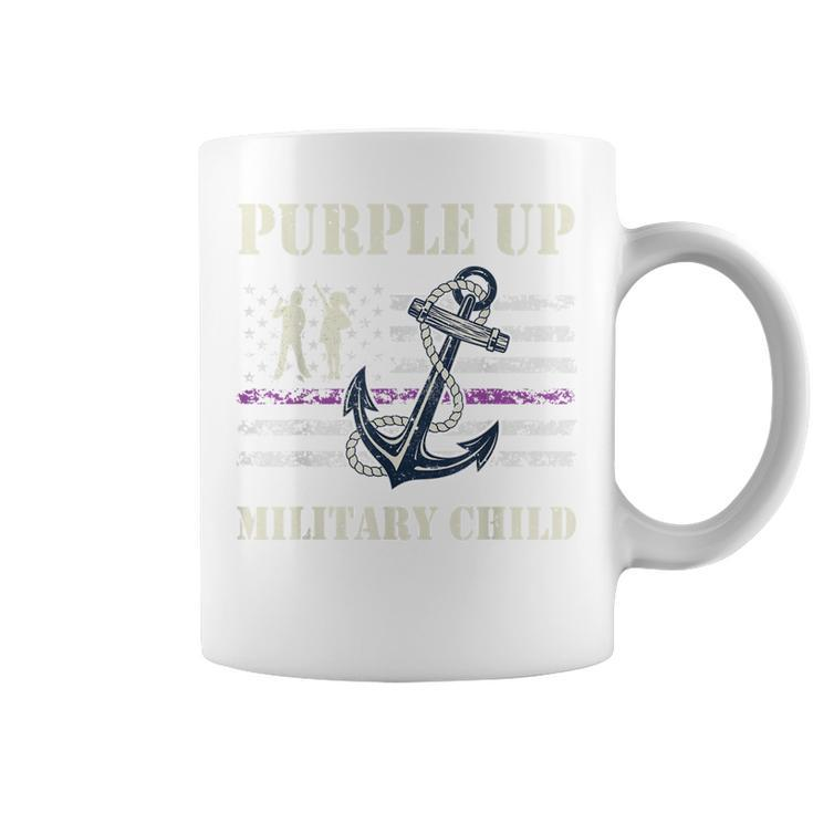 I Purple Up Month Of Military Child Kids Awareness Navy Flag Coffee Mug