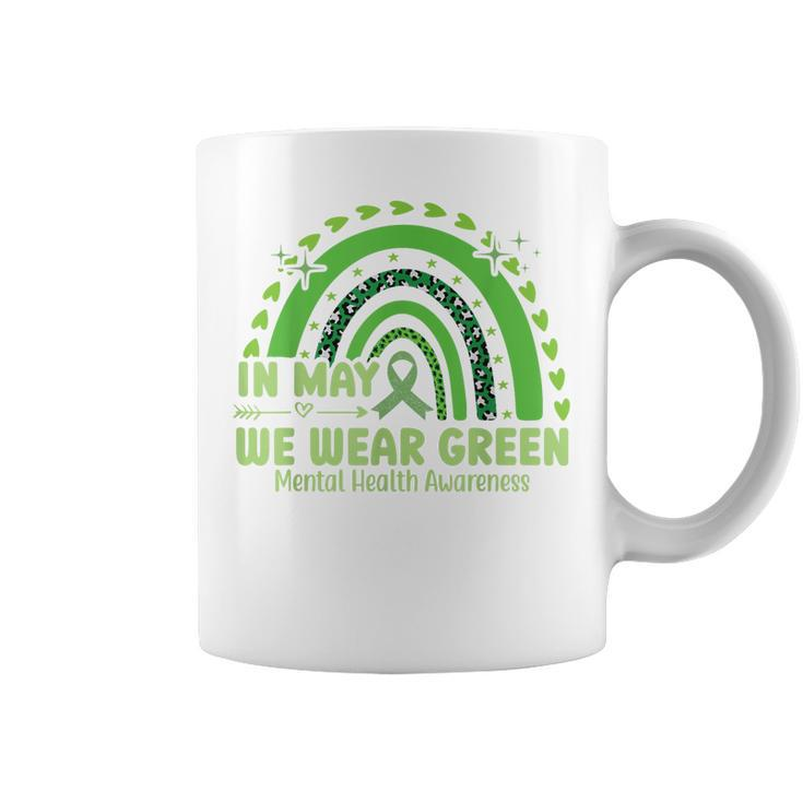In May We Wear Green Semicolon Mental Health Awareness Month  Coffee Mug