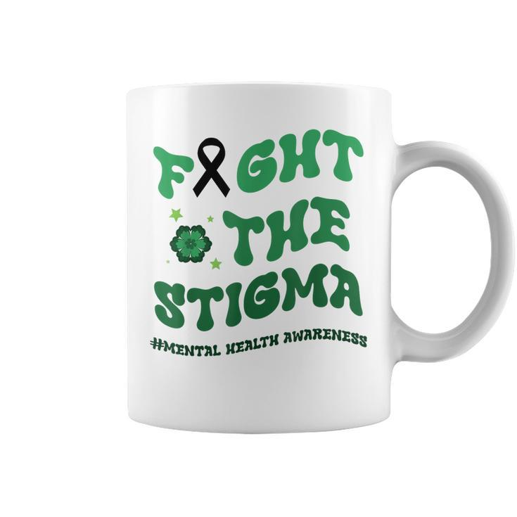 In May We Wear The Green Fight Stigma Mental Health Groovy  Coffee Mug